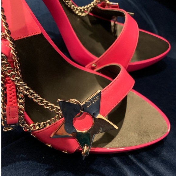 NIB Authentic Vintage Fuchsia Pink Christian DIOR Star Charm Sandal sz 36.5 - Picture 8 of 12